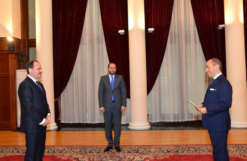 The Ambassador of the Sovereign Order of Malta presents the Letters of Credentials to the President of the Republic